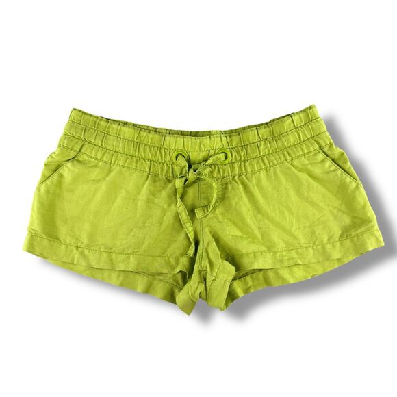 Y2K Vintage 'Mossimo' Linen Blend Ultra Mini Drawstring Shorts Surfer Boho Core - Picture 1 of 7